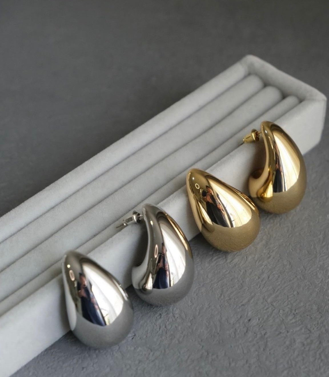 Boucles d'Oreilles style Goutte d'eau (Acier inoxydable)