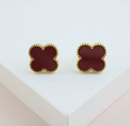 Boucles d'oreilles style Trèfle (Acier inoxydable)