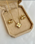 Collier + Boucles d'oreilles style Trèfle (Acier inoxydable)