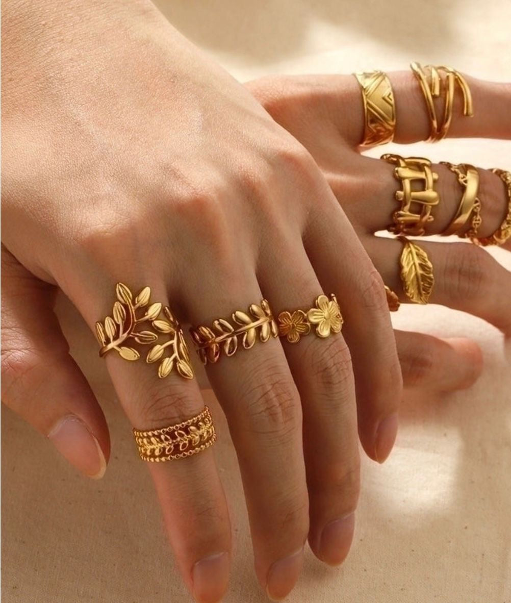 Bague style Feuille (Acier inoxydable)